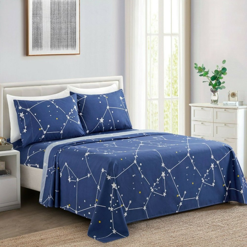 6PC Super Soft Sheet Wrinkle Free Deep Pocket 4 Pillowcases 1 Flat 1 Fitted